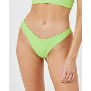 L*Space Bikini Bottom Womens XS Lime‎ Green Camacho Ribbed Beach Summer Y2K NWT